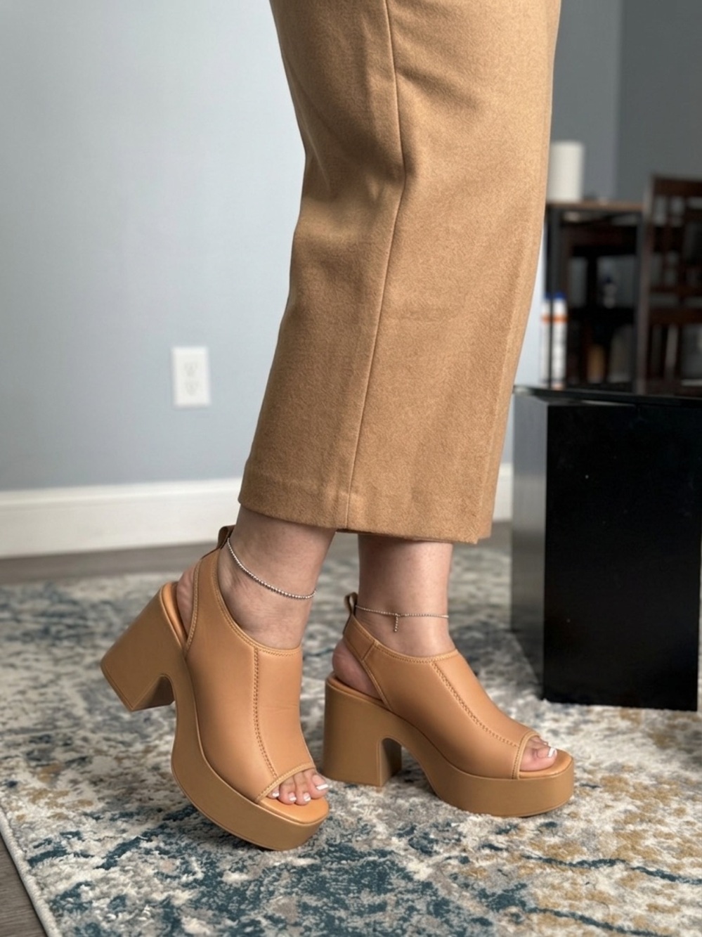Cape Robbin Tan Platform Block Heel Slingback Sandals